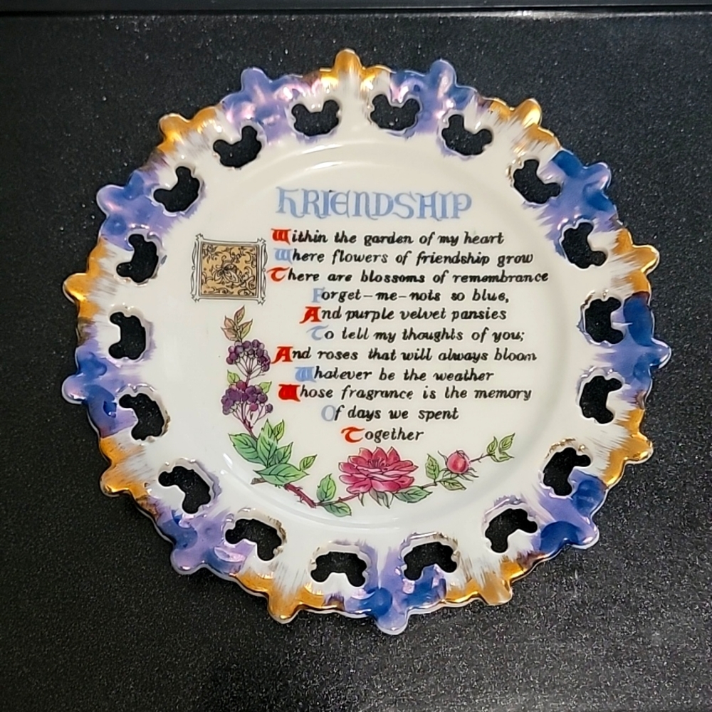 Vintage Friendship Poem Decorative Plate
